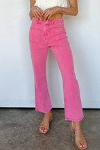 Load image into Gallery viewer, Pink Ankle-length Flare Leg Raw Hem Jeans | Bottoms/Jeans