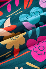 Load image into Gallery viewer, Green Floral Print Puff Sleeve Tied V Neck Blouse | Tops/Blouses & Shirts