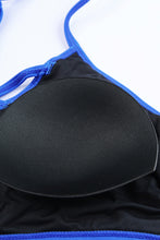 Load image into Gallery viewer, Light Blue Tankini with Stripes Patchwork | Swimwear/Tankinis