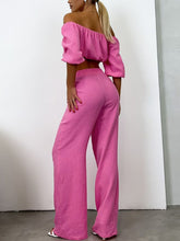 Load image into Gallery viewer, Top & Pants Set | Off Shoulder Long Sleeve Pants Set