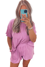 Load image into Gallery viewer, Phalaenopsis Ribbed Textured Knit Loose Fit Tee and Shorts Set | Two Piece Sets/Short Sets