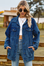 Load image into Gallery viewer, Womens Jacket-Buttoned Collared Neck Denim Jacket with Pockets