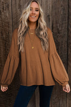 Load image into Gallery viewer, Faux Knit Jacquard Puffy Long Sleeve Top | Tops/Long Sleeve Tops