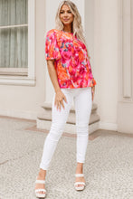 Load image into Gallery viewer, Fiery Red Floral Print Wide Sleeve Blouse | Tops/Blouses & Shirts