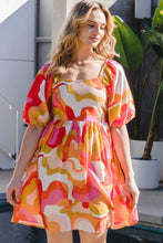 Load image into Gallery viewer, Womens Dress | ODDI Full Size Printed Tied Back Short Sleeve Mini Dress | Dresses/Floral Dresses