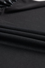 Load image into Gallery viewer, Puff Sleeve Top | Black Faux Leather Sleeve Mock Neck Top