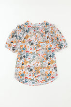 Load image into Gallery viewer, Multicolor Split V Neck Puff Sleeve Flower Print Blouse | Tops/Blouses & Shirts