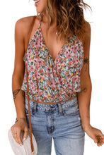 Load image into Gallery viewer, Multicolor Wrapped V Neck Floral Tank Crop Top | Tops/Crop Tops