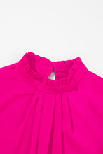 Load image into Gallery viewer, Pink Sleeveless Top | Pleated Mock Neck Frilled Sleeveless Top
