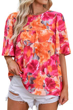 Load image into Gallery viewer, Fiery Red Floral Print Wide Sleeve Blouse | Tops/Blouses & Shirts