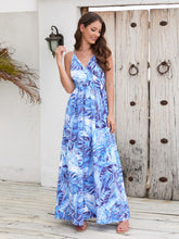 Load image into Gallery viewer, Maxi Dress | Printed Surplice Spaghetti Strap Dress