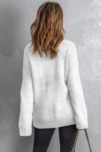 Load image into Gallery viewer, White V neck Drop Shoulder Sweater
