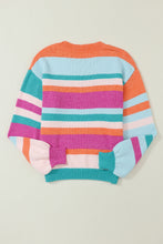 Load image into Gallery viewer, Multicolor Striped Knit Drop Shoulder Puff Sleeve Sweater | Tops/Sweaters & Cardigans