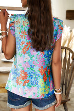 Load image into Gallery viewer, Sky Blue Frilled Collar Floral Vest | Tops/Tank Tops
