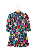 Load image into Gallery viewer, Green Floral Print Puff Sleeve Ruffled Mini Dress | Dresses/Floral Dresses