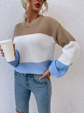 Load image into Gallery viewer, Color Block Round Neck Sweater