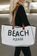 Load image into Gallery viewer, White BEACH PLEASE Print Large Canvas Tote Bag | Shoes & Bags/Handbags