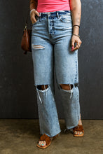 Load image into Gallery viewer, Blue Jeans | Distressed Raw Hem Straight Blue Jeans | Blue Jeans