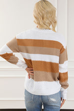 Load image into Gallery viewer, Chestnut Striped Cable Knit Drop Shoulder Sweater | Tops/Sweaters & Cardigans