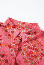 Load image into Gallery viewer, Rose Red Floral Print Wide Short Sleeve Loose Shirt | Tops/Blouses & Shirts