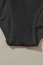 Load image into Gallery viewer, Black Deep V Neck Crossover Backless Ruched High Cut Monokini | Swimwear/One Piece Swimsuit