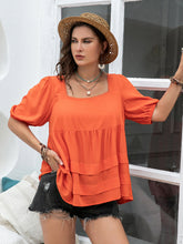 Load image into Gallery viewer, Puff Sleeve Top | Plus Size Square Neck Half Sleeve Blouse