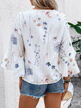 Load image into Gallery viewer, Ruffled Top | Printed V-Neck Half Sleeve Blouse