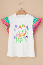 Load image into Gallery viewer, Ruffled Sleeve Top | Round Neck Cap Sleeve Blouse