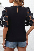 Load image into Gallery viewer, Womens Blouse-Applique Round Neck Half Sleeve Blouse | Tops/Blouses & Shirts