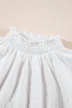 Load image into Gallery viewer, Puff Sleeve Top | White Collar Sequin Flower Textured Blouse