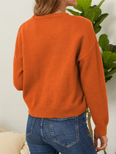 Load image into Gallery viewer, Flower Button Front Dropped Shoulder Cardigan