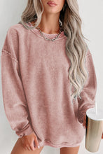 Load image into Gallery viewer, Pullover Sweatshirt | Pink Solid Ribbed Knit Round Neck