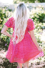 Load image into Gallery viewer, Strawberry Pink Checkered Puff Sleeve Babydoll Dress | Dresses/Mini Dresses
