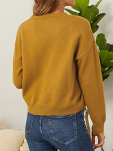 Load image into Gallery viewer, Flower Button Front Dropped Shoulder Cardigan