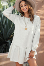 Load image into Gallery viewer, White Solid Color Puff Sleeve Ruffle Hem Mini Dress | Dresses/Mini Dresses