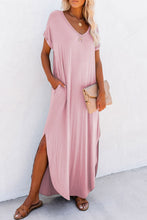Load image into Gallery viewer, Maxi Dress | T Shirt Pink V Neck Dress