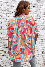 Load image into Gallery viewer, Multicolor Abstract Geometry Print Half Puff Sleeve Loose Shirt | Tops/Blouses & Shirts