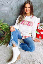 Load image into Gallery viewer, Pullover Sweatshirt | White XOXO Glitter Chenille Cable Knit