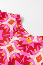 Load image into Gallery viewer, Maxi Dress | Strawberry Pink Geo Print V-neck Dress