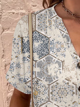 Load image into Gallery viewer, Short Sleeve Blouse | Full Size Printed Notched Top
