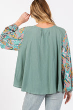 Load image into Gallery viewer, Bubble Sleeve Top | Round Neck Printed Blouse