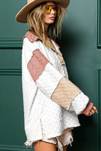 Load image into Gallery viewer, Patchwork Plaid Top | White Exposed Seam V Neck Loose Blouse