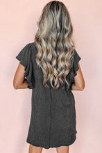 Load image into Gallery viewer, Mini Dress | Black Textured Ruffled Flutter Sleeve Dress