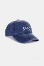 Load image into Gallery viewer, Pink Cotton Sports Hat | Bow Embroidered Washes Caps