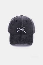 Load image into Gallery viewer, Pink Cotton Sports Hat | Bow Embroidered Washes Caps