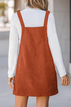 Load image into Gallery viewer, Cinnamon Solid Front Pockets Sleeveless Corduroy Overall Dress