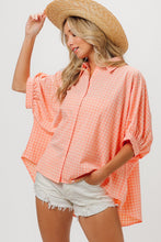 Load image into Gallery viewer, Womens Top | BiBi Plaid Button Up Dolman Sleeve Shirt | Tops/Blouses & Shirts