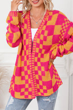 Load image into Gallery viewer, Multicolor Open Front Mixed Checkered Pattern Knit Cardigan | Tops/Sweaters & Cardigans