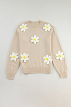 Load image into Gallery viewer, Crochet Flower Sweater | Round Neck Long Sleeve Sweater