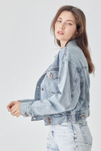 Load image into Gallery viewer, RISEN Denim Jacket | Full Size Button Cropped Denim Jacket